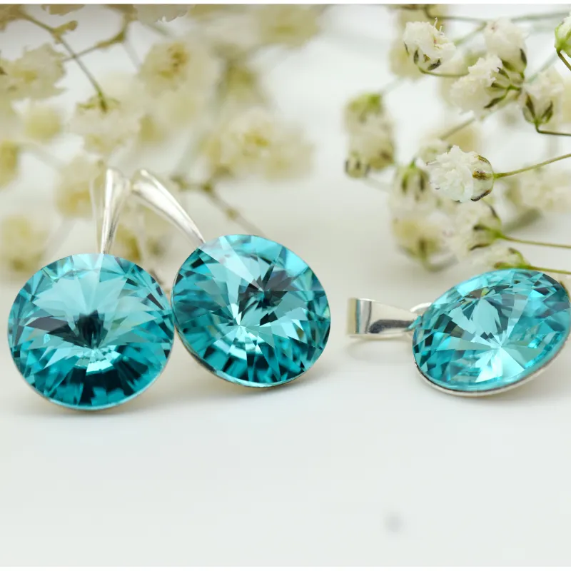 Rivoli set bijuterii argint 925 cristale 14 mm