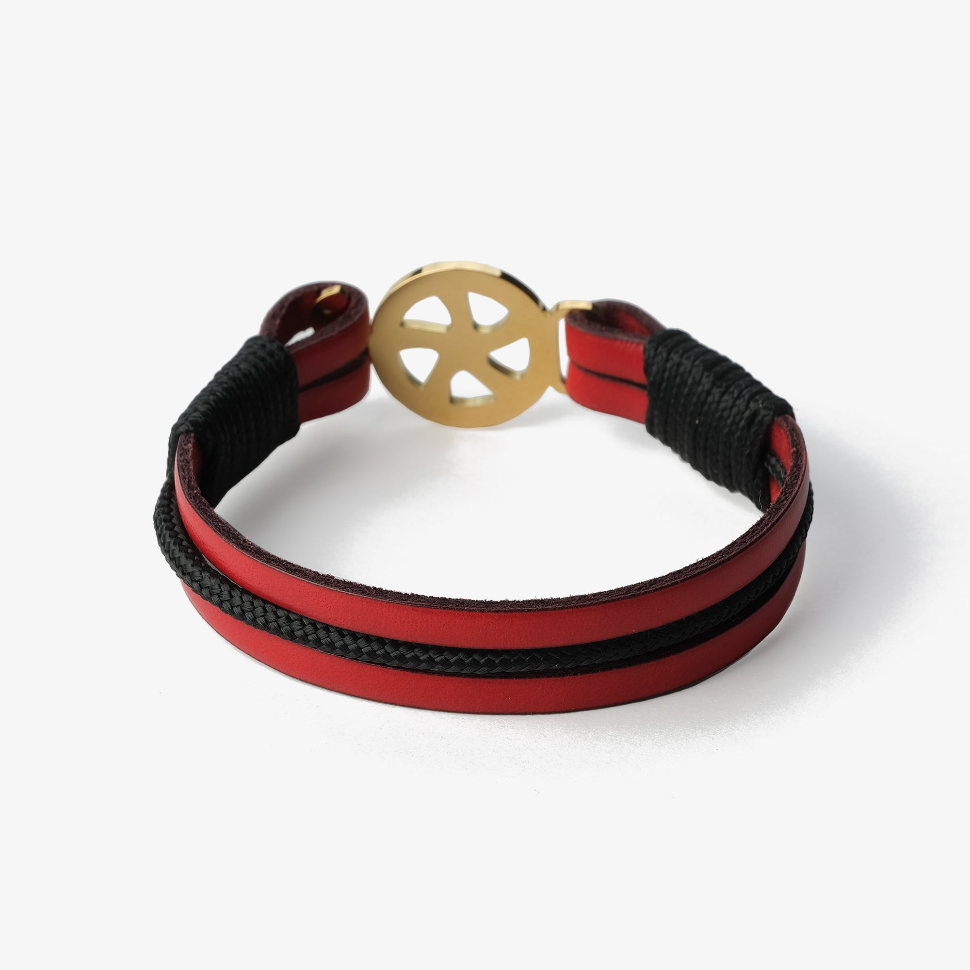 Old Skipper Scarlet Golden brățară piele timonă roșu