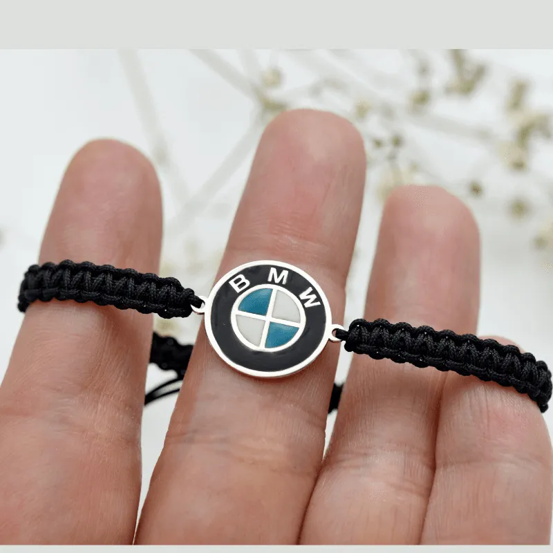 Mărgeluța din cristal Sigla BMW brățară reglabilă argint