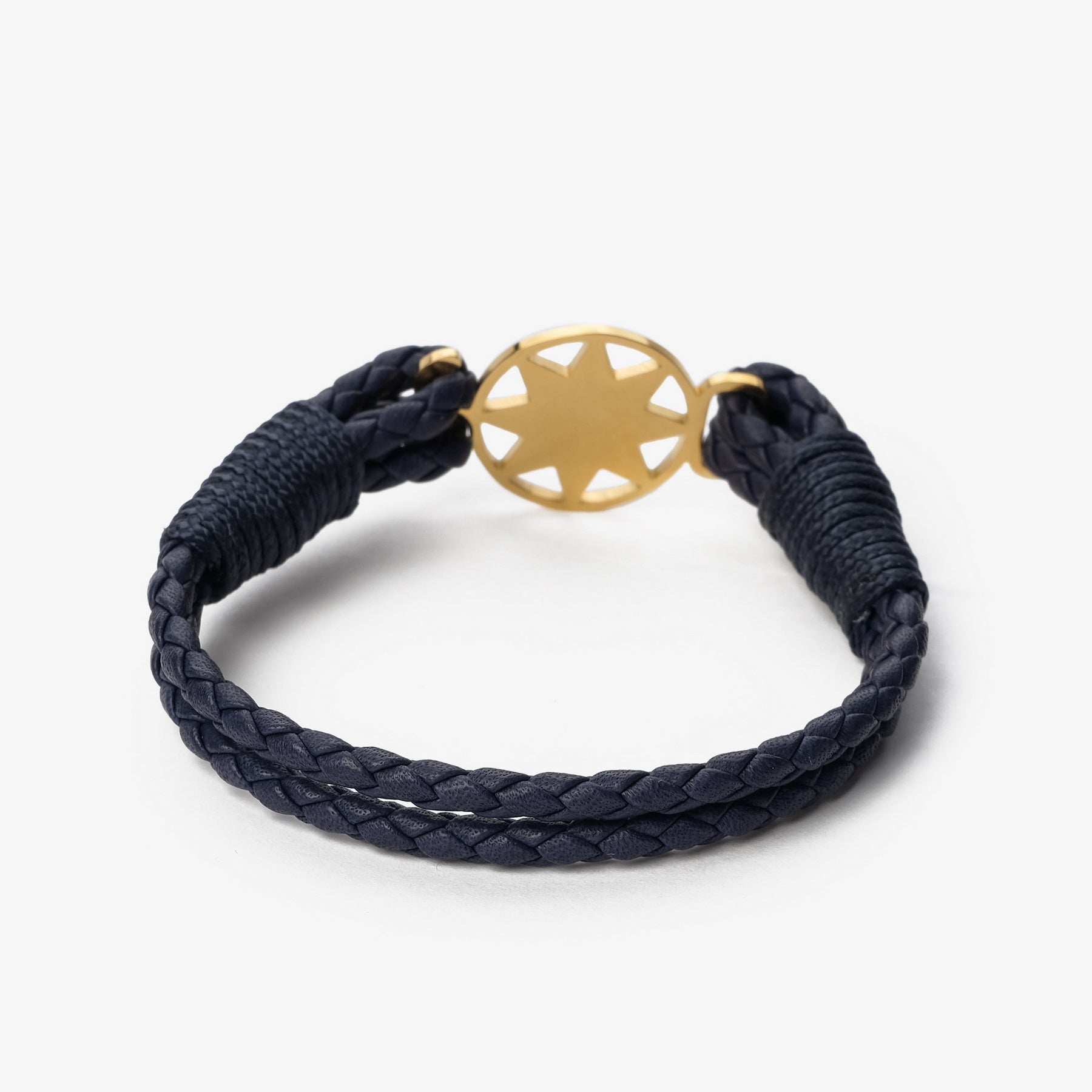 Old Skipper Sea Braided North Star bratara piele bleumarin