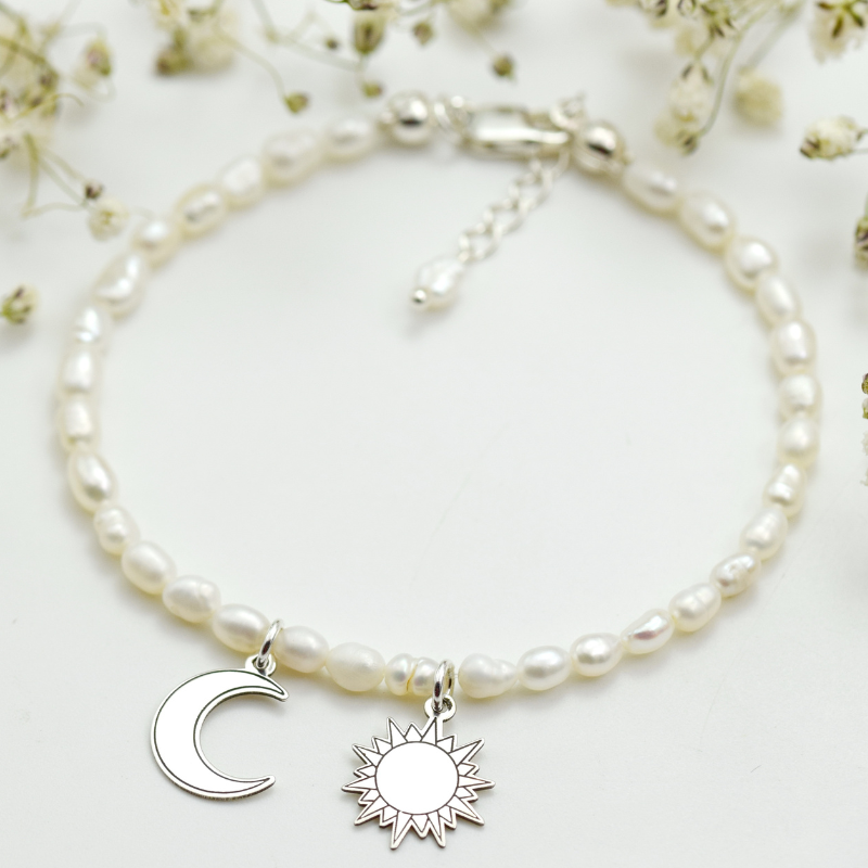 Margeluta.dincristal Soare si Luna set perle cultura argint 925