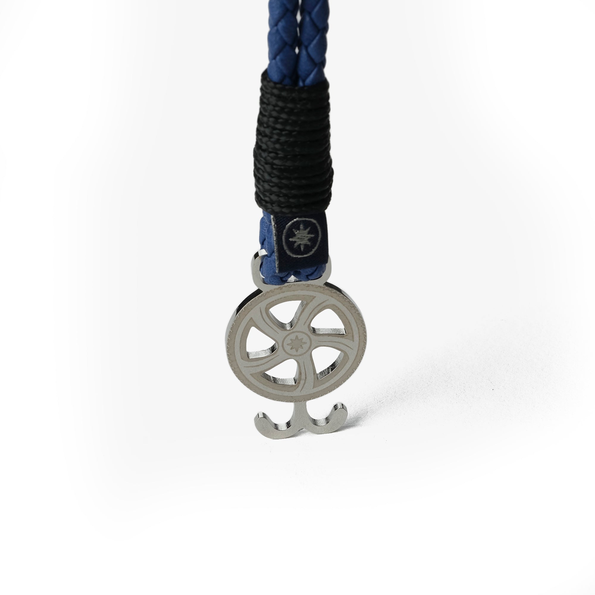 Old Skipper Blue Wave brățară Wheel albastră din piele