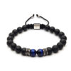 Dualstax Agate Silver brățară agat albastru reglabilă