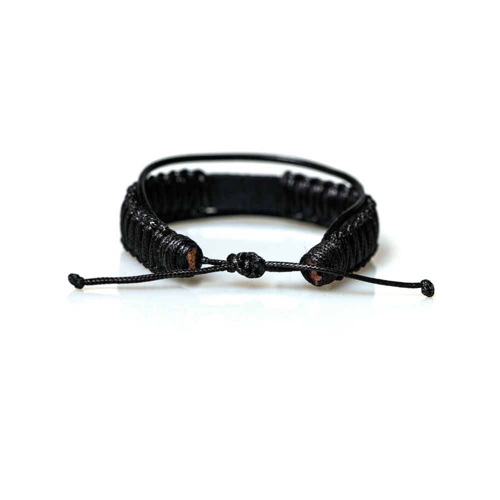 CrisFeather Feather 925 brățară piele neagră unisex