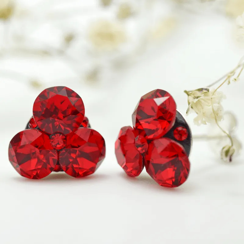 Margeluta.dincristal Trio Chaton cercei argint 925 surub Siam