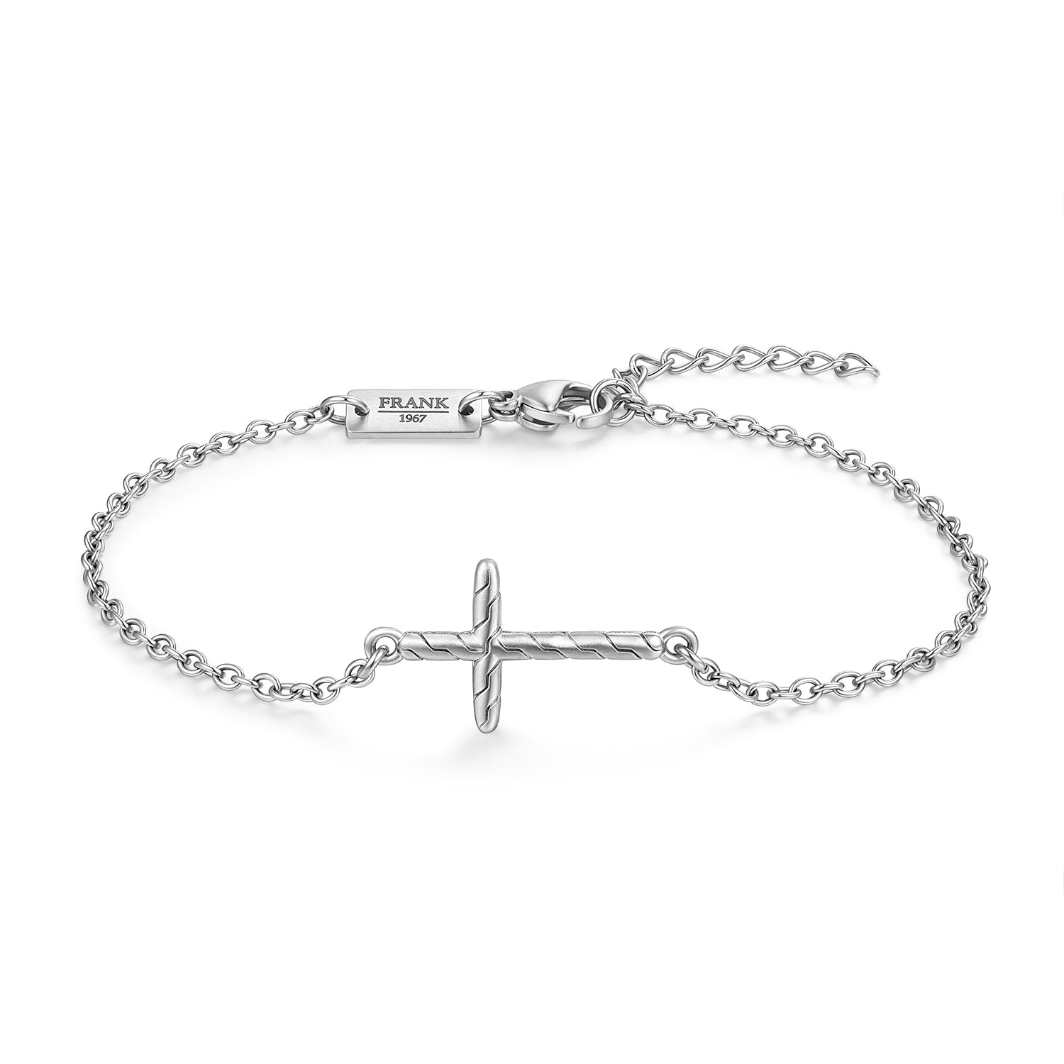 Frank 1967 Sideways Cross Chain brățară argintie cruce