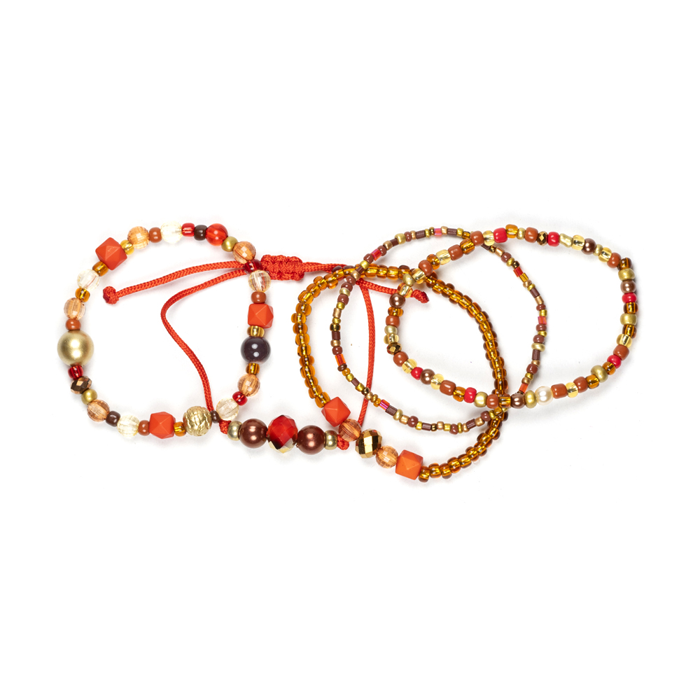 CrisFeather Oriental Red set 5 brățări mărgele roșu