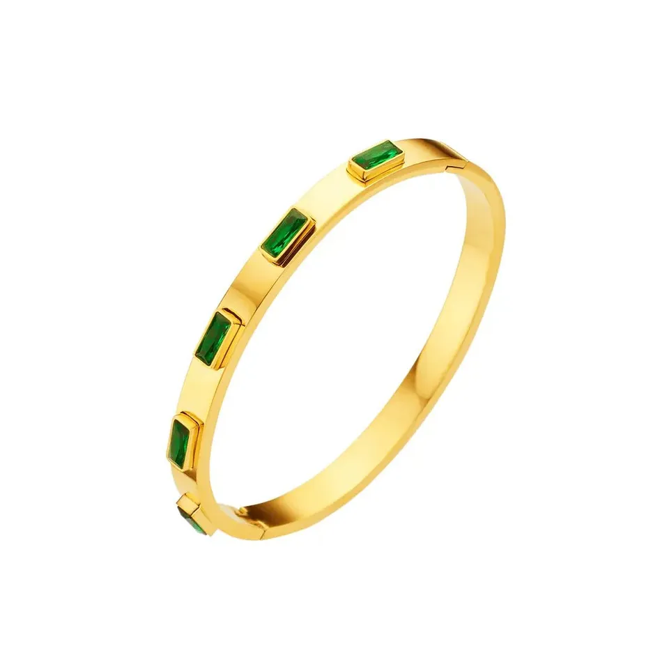 Rafini Emerald Bliss bratara reglabila placata aur verde