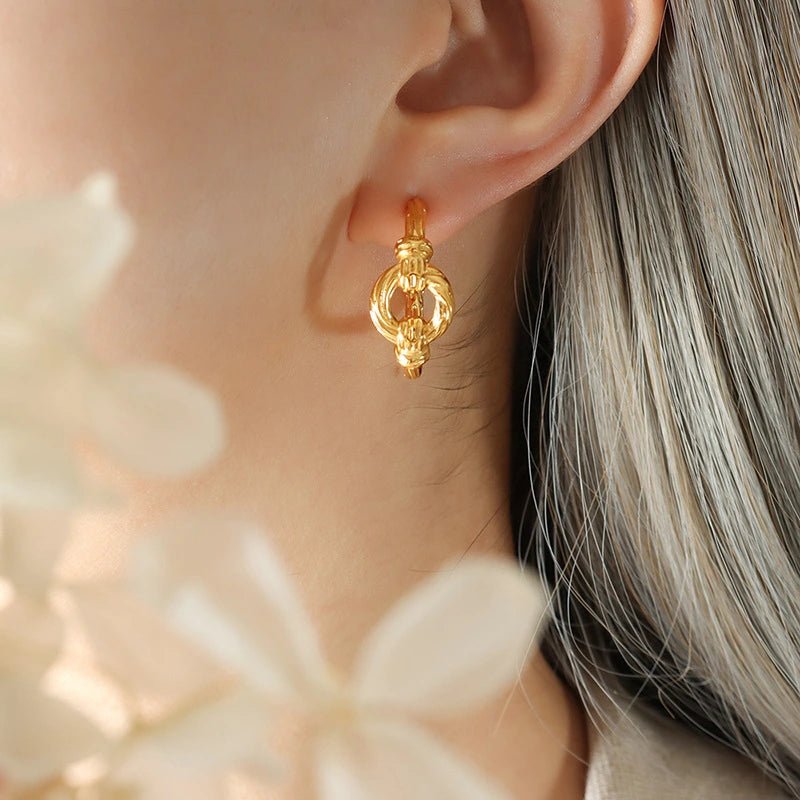 Rafini Golden Knot cercei placati cu aur 18K