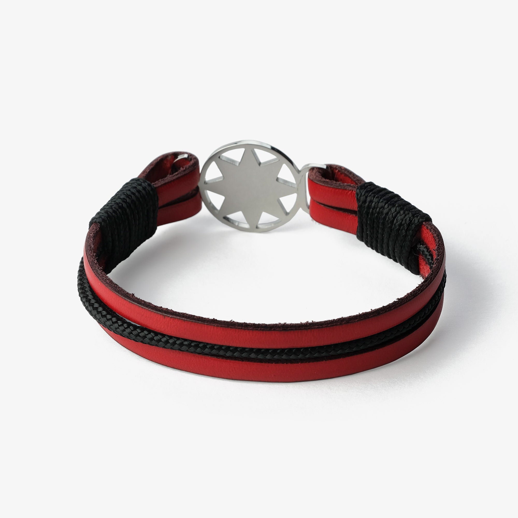 Old Skipper Scarlet brățară piele stea nordului roșu-negru
