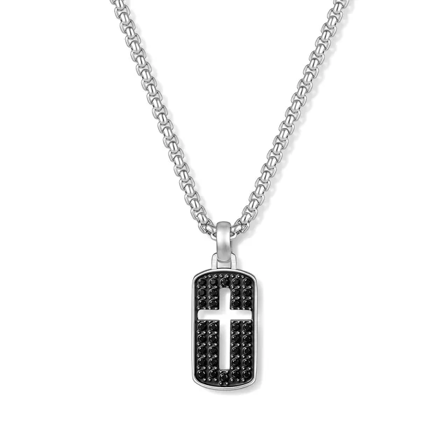 Frank 1967 colier dog tag cruce negru oțel