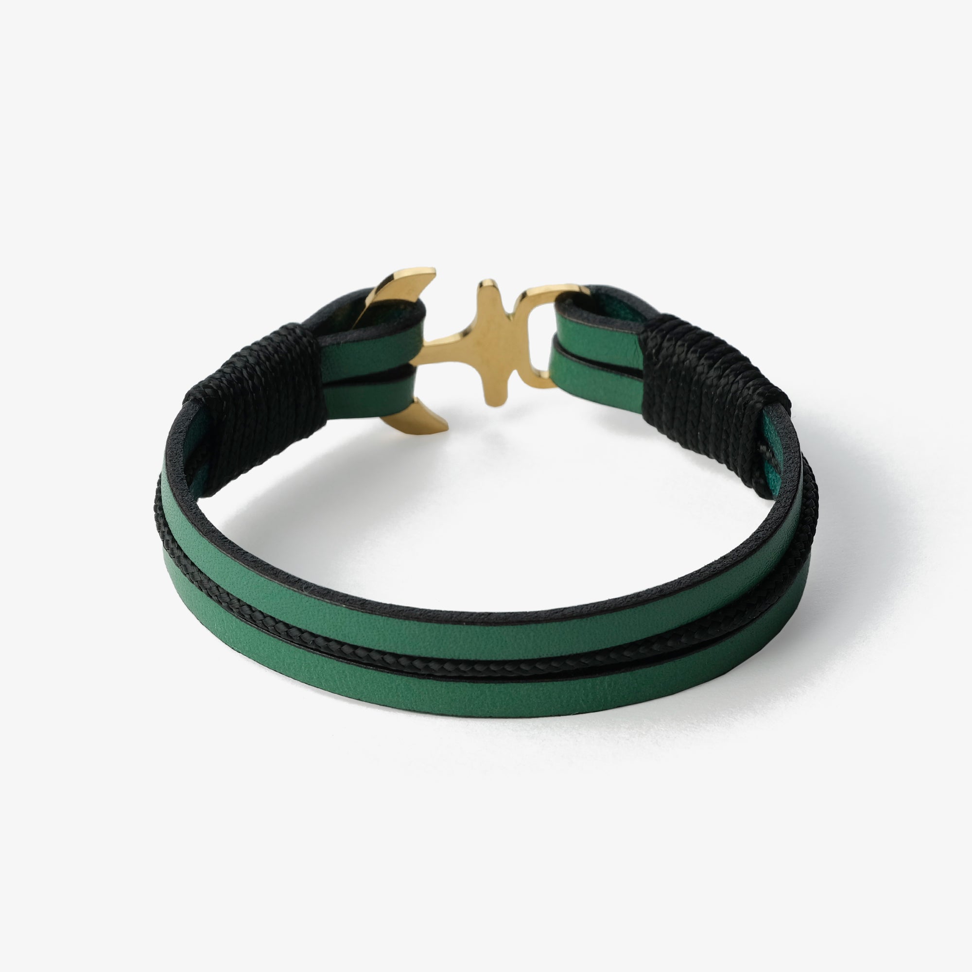 Old Skipper Emerald Seascape Anchor bratara piele verde-negru
