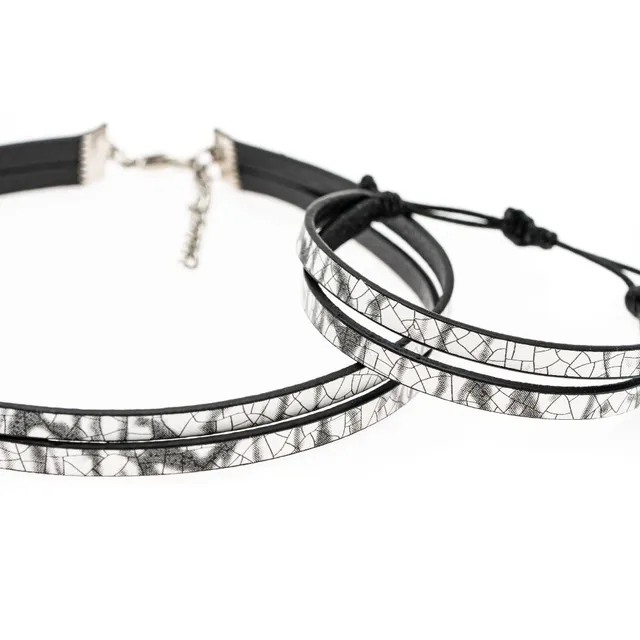 CrisFeather Winter White set choker + brățară negru