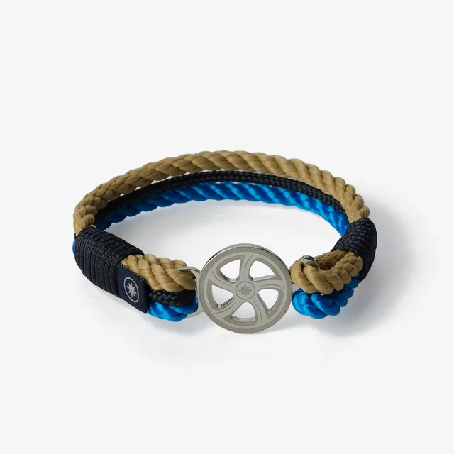 Old Skipper Electric Tide bratara snur timona bej-albastru