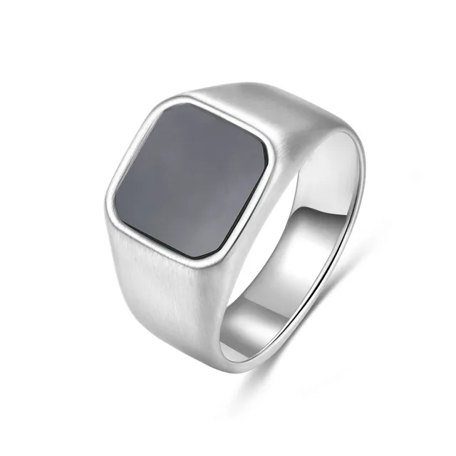Frank 1967 Black Signet inel barbati otel negru 13 mm