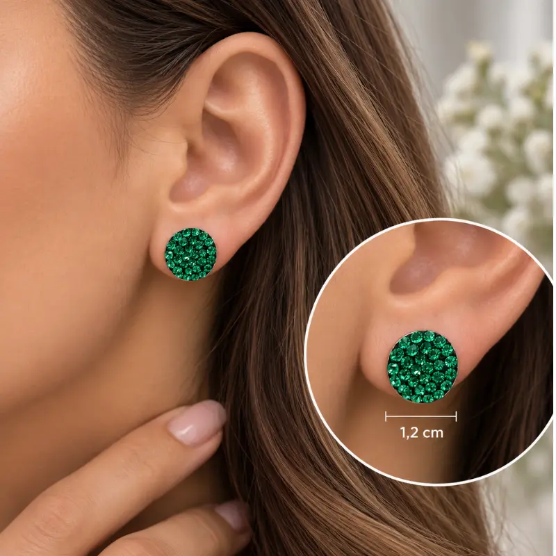 Margeluta.dincristal Big Chaton Ball Green Mint cercei argint 12 mm