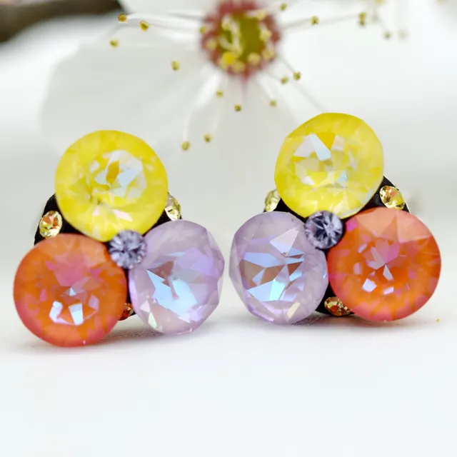 Trio Chaton Summer cercei argint 925 cristale Swarovski