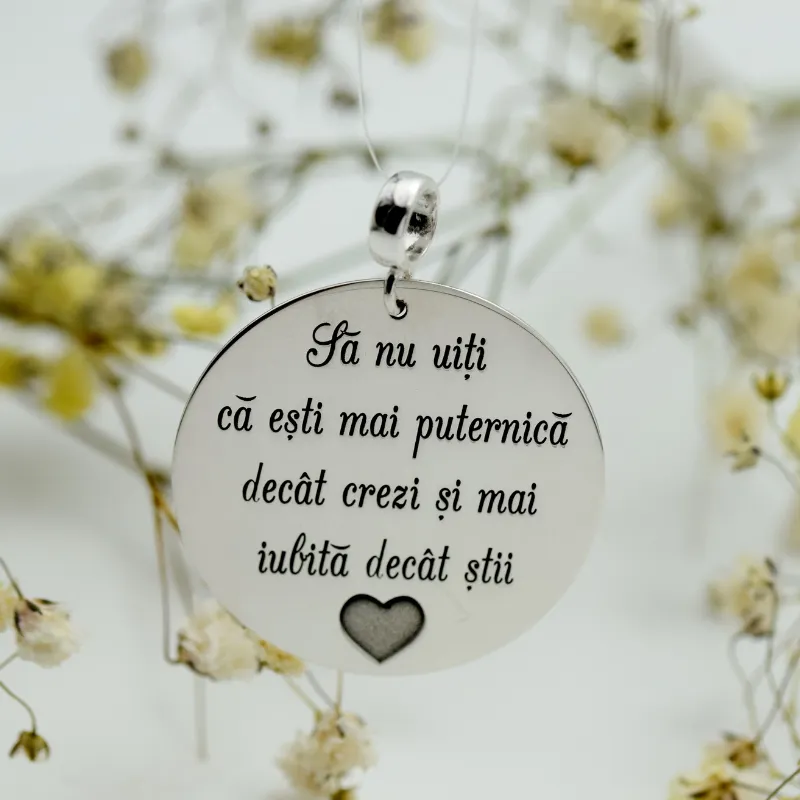 Margeluta.dincristal Banut mesaj pandantiv argint 925 motivational