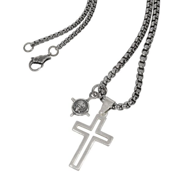 Dualstax Iisus si Cruce colier argint 925 lant 60cm