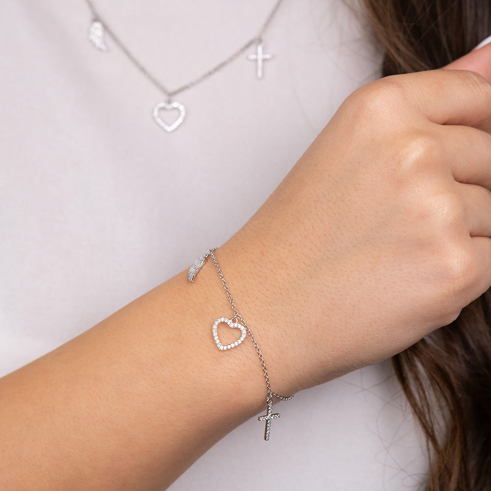 Bratara Engelsrufer Glaube Liebe Hoffnung zirconia argint