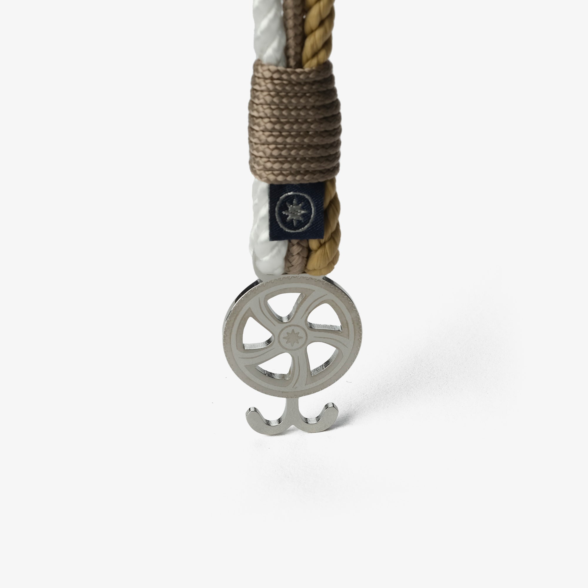 Old Skipper Seafarer Wheel brățară frânghie bej-alb