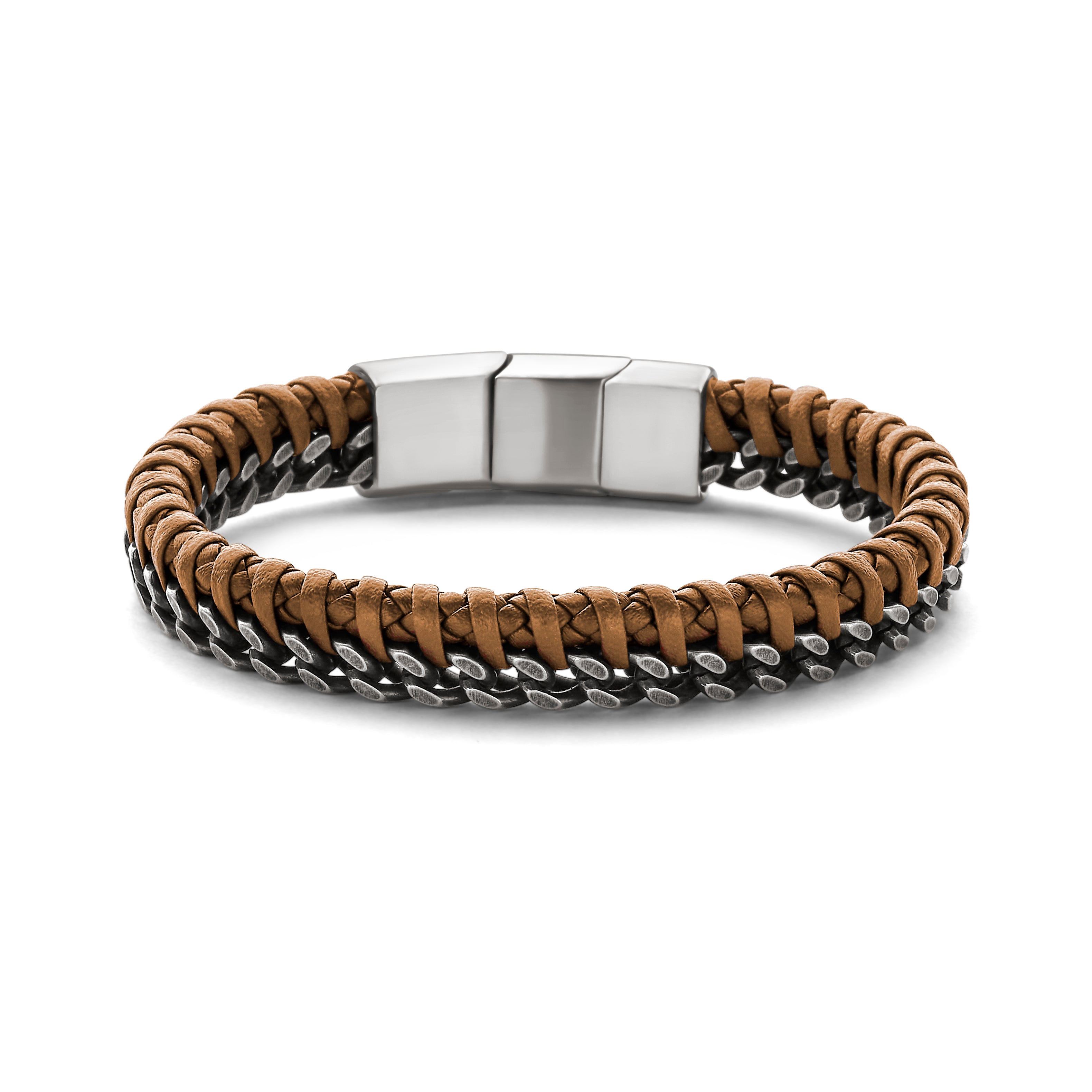 Frank 1967 Leather Steel bratara piele cu lant