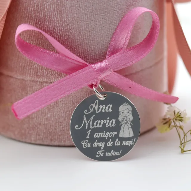 Mărgeluța din Cristal bănuț moț botez argint 925 personalizat