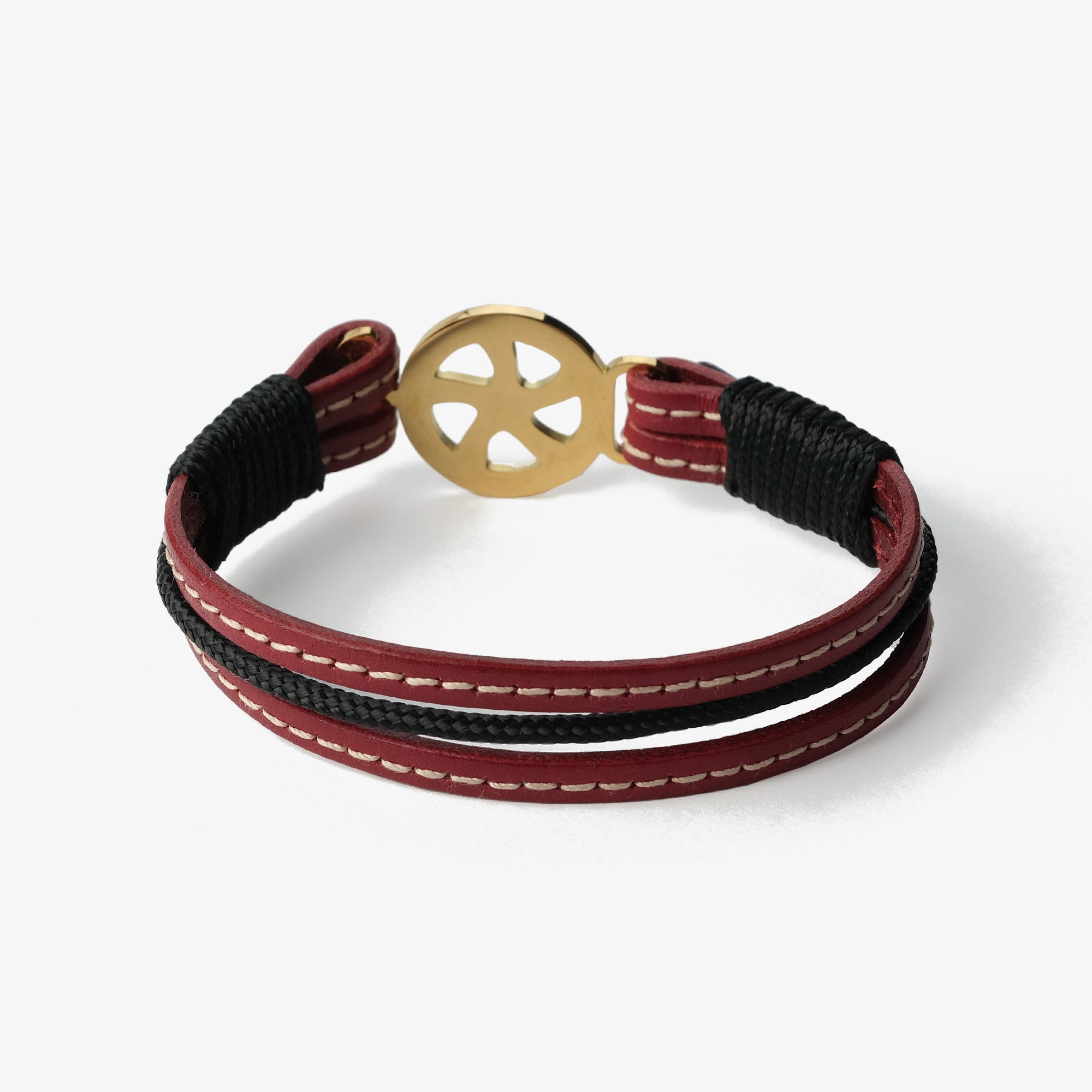 Old Skipper Crimson Vine brățară bordo cârmă aurie