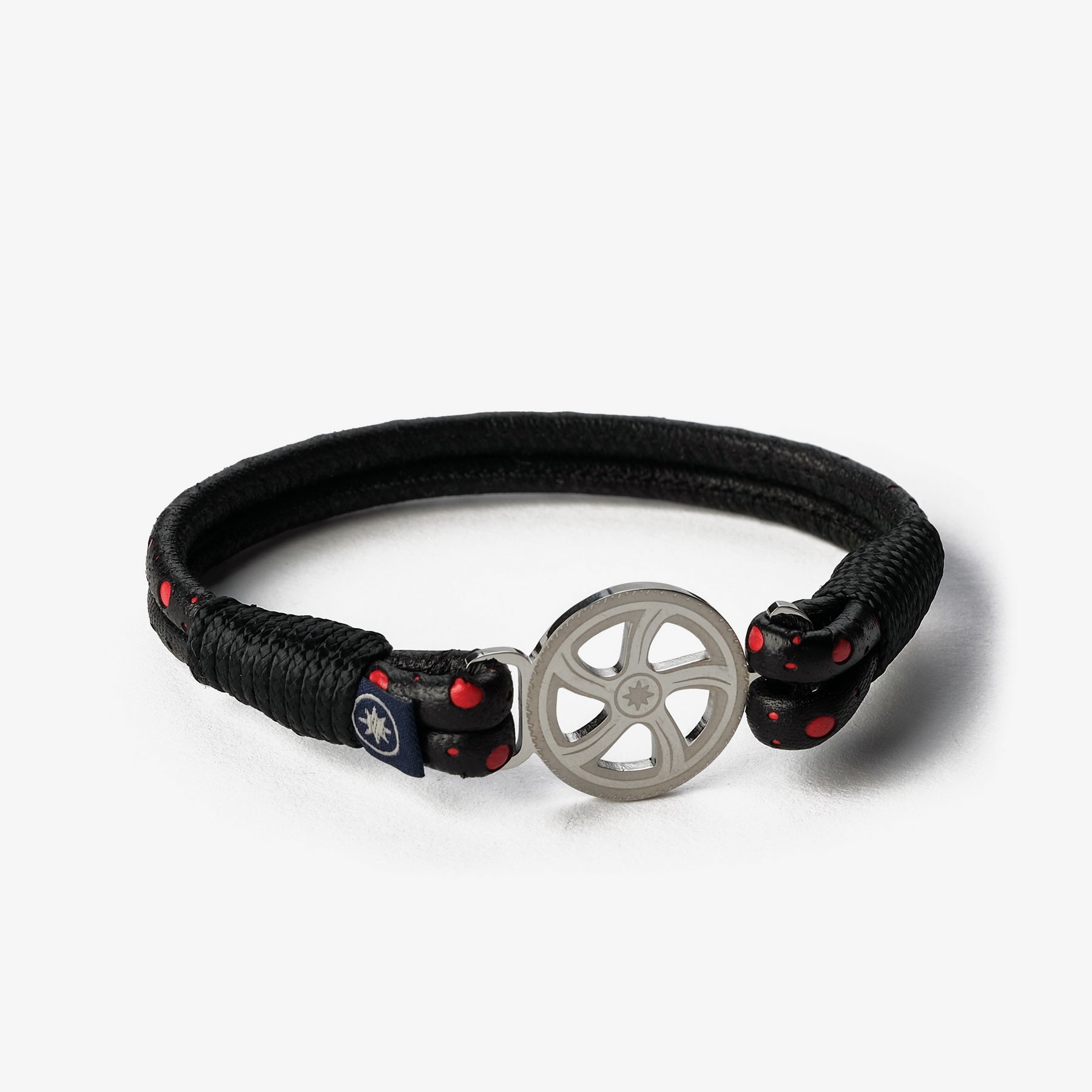 Old Skipper Red Intarsia bratara piele ancora negru-rosu