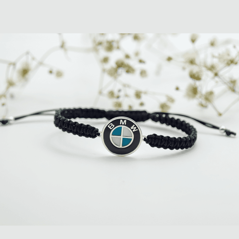 Mărgeluța din cristal Sigla BMW brățară reglabilă argint