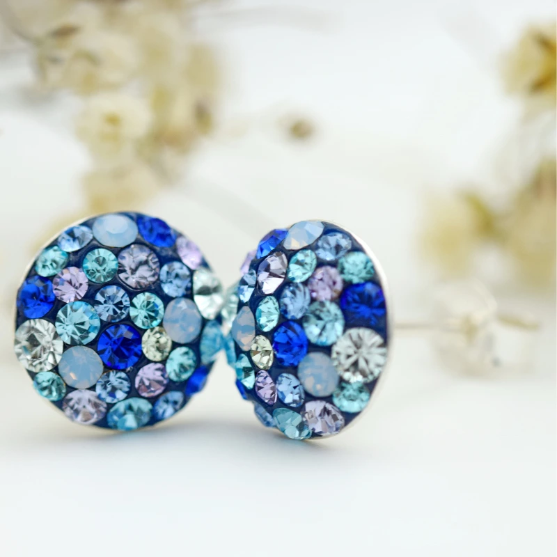 Margeluta.dincristal Chaton Ball cercei argint 925 blue opal