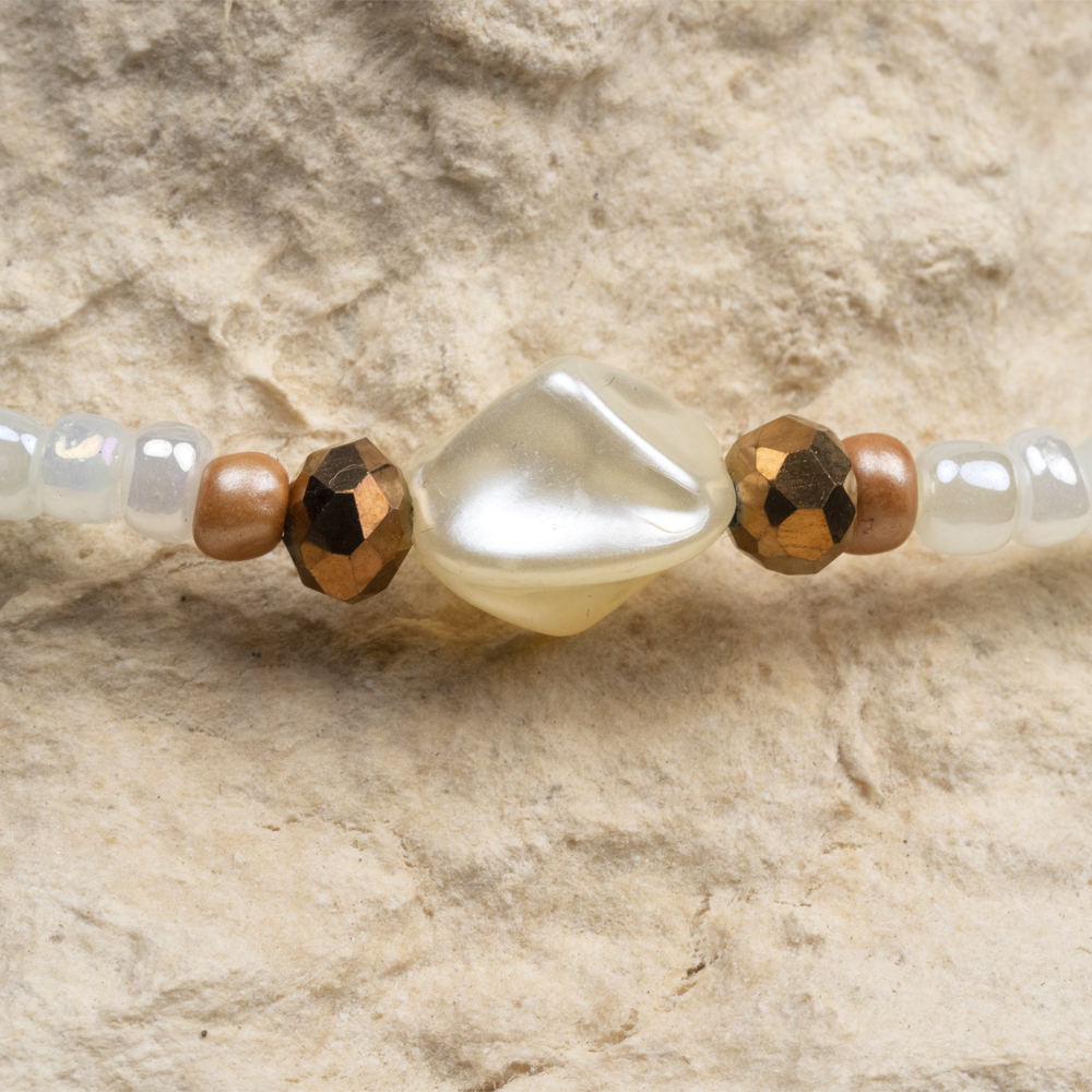 CrisFeather Snow Drops choker margele alb perlat