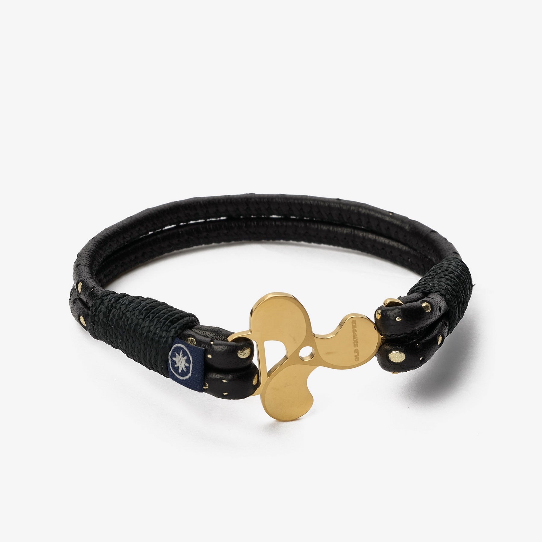 Old Skipper Luxe Anchor brățară nappa negru-auriu