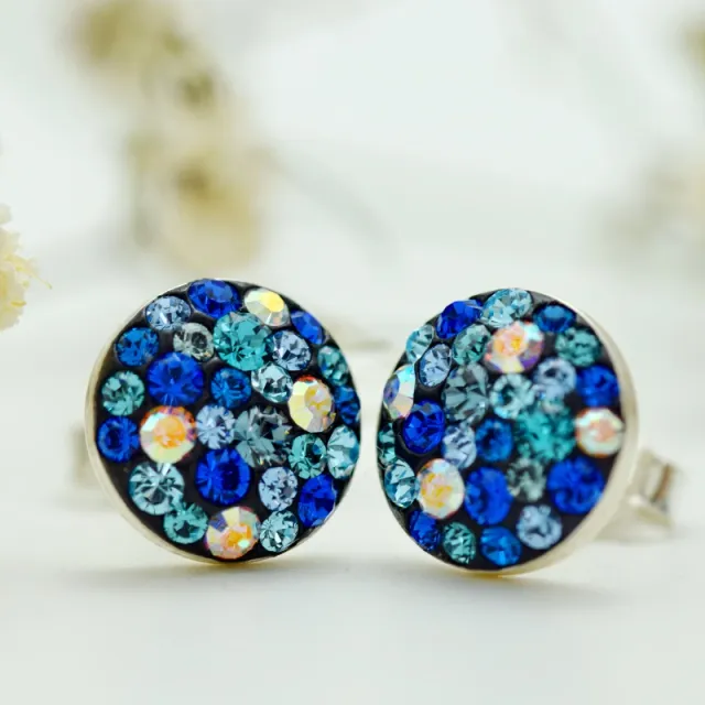 Margeluta.dincristal Chaton Ball cercei argint blue multicolor