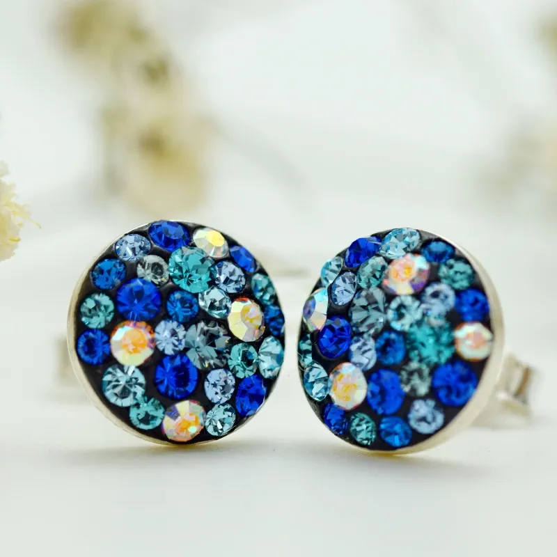 Margeluta.dincristal Chaton Ball cercei argint blue multicolor