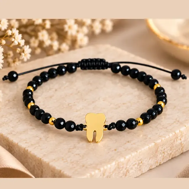 Măseluță Onix brățară reglabilă argint 925 suflat aur