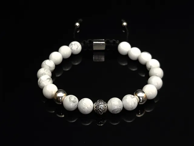 DualStax Howlite Argint brățară howlit alb 8mm