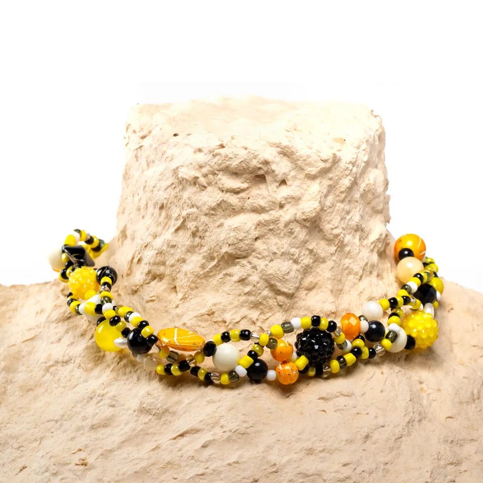 CrisFeather Yellow Surprise colier mărgele galben-negru
