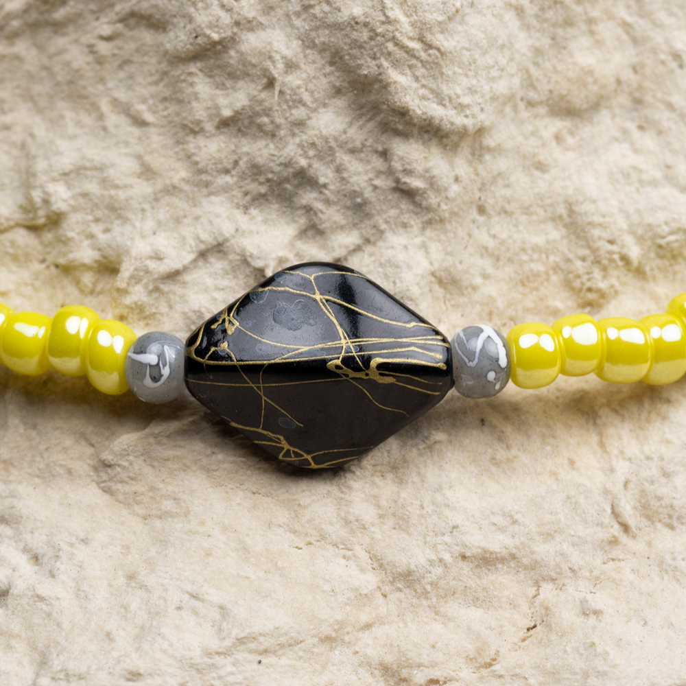 CrisFeather Honey choker mărgele galben