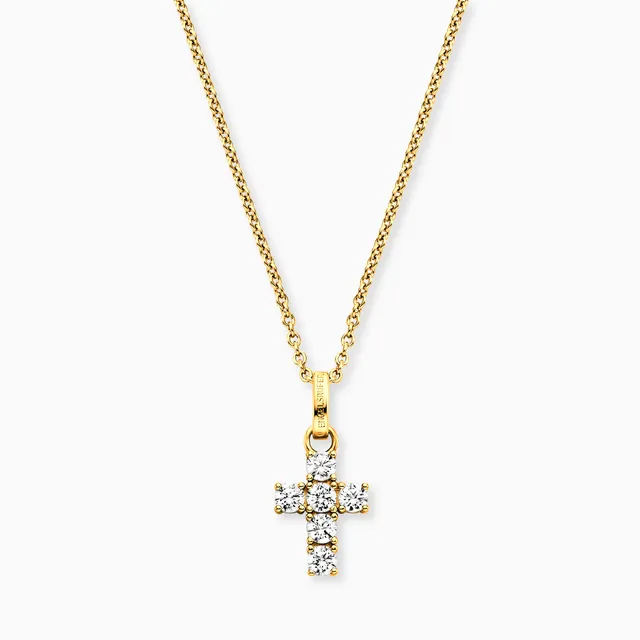 Engelsrufer colier argint 925 cruce aurită zirconia