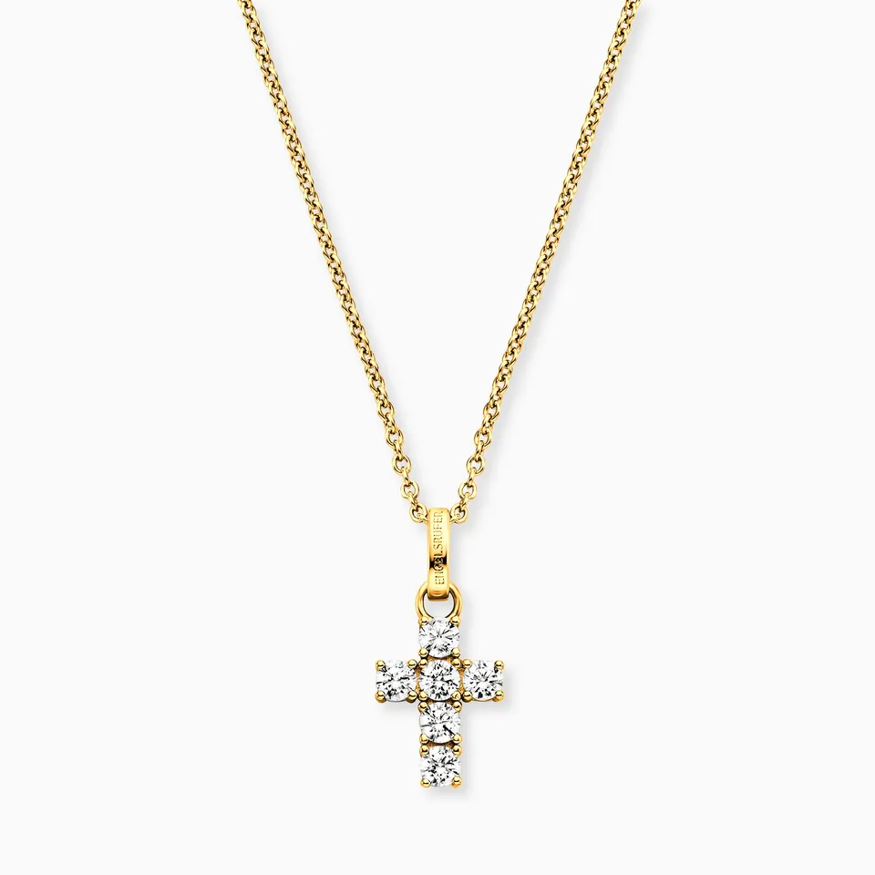 Engelsrufer colier argint 925 cruce aurită zirconia
