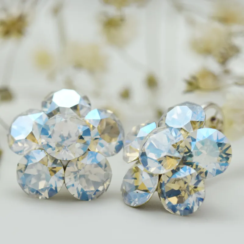 Margeluta Cercei Big Chaton Flower Moonlight argint 925 Swarovski