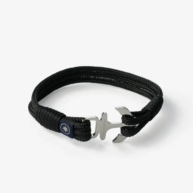 Old Skipper Night Navigator bratara snur negru ancora