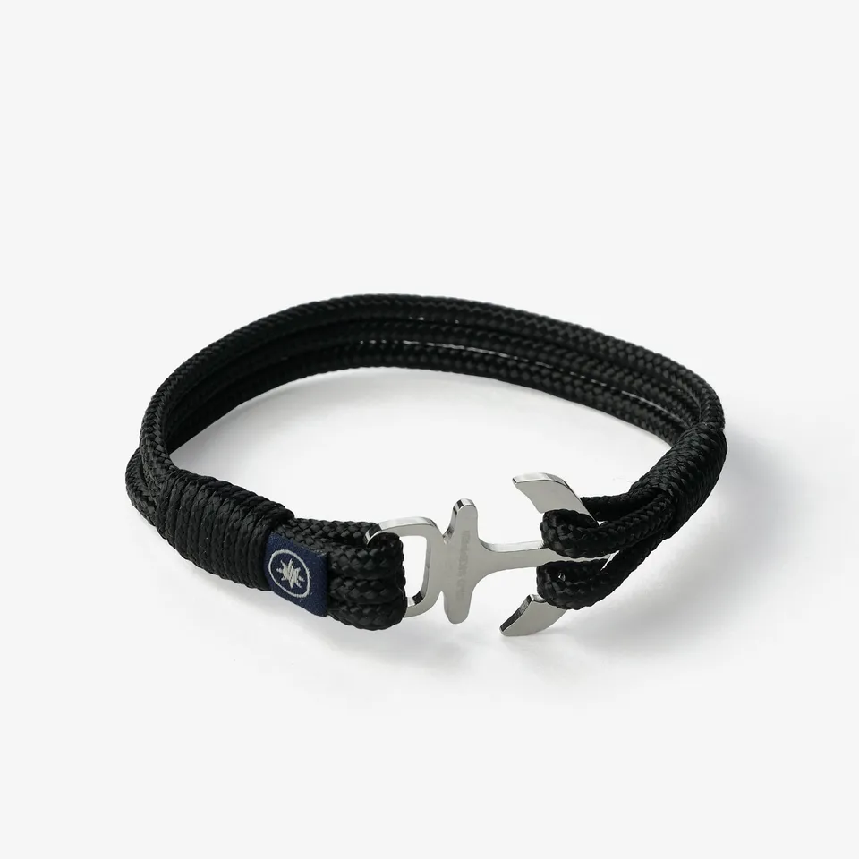 Old Skipper Night Navigator bratara snur negru ancora