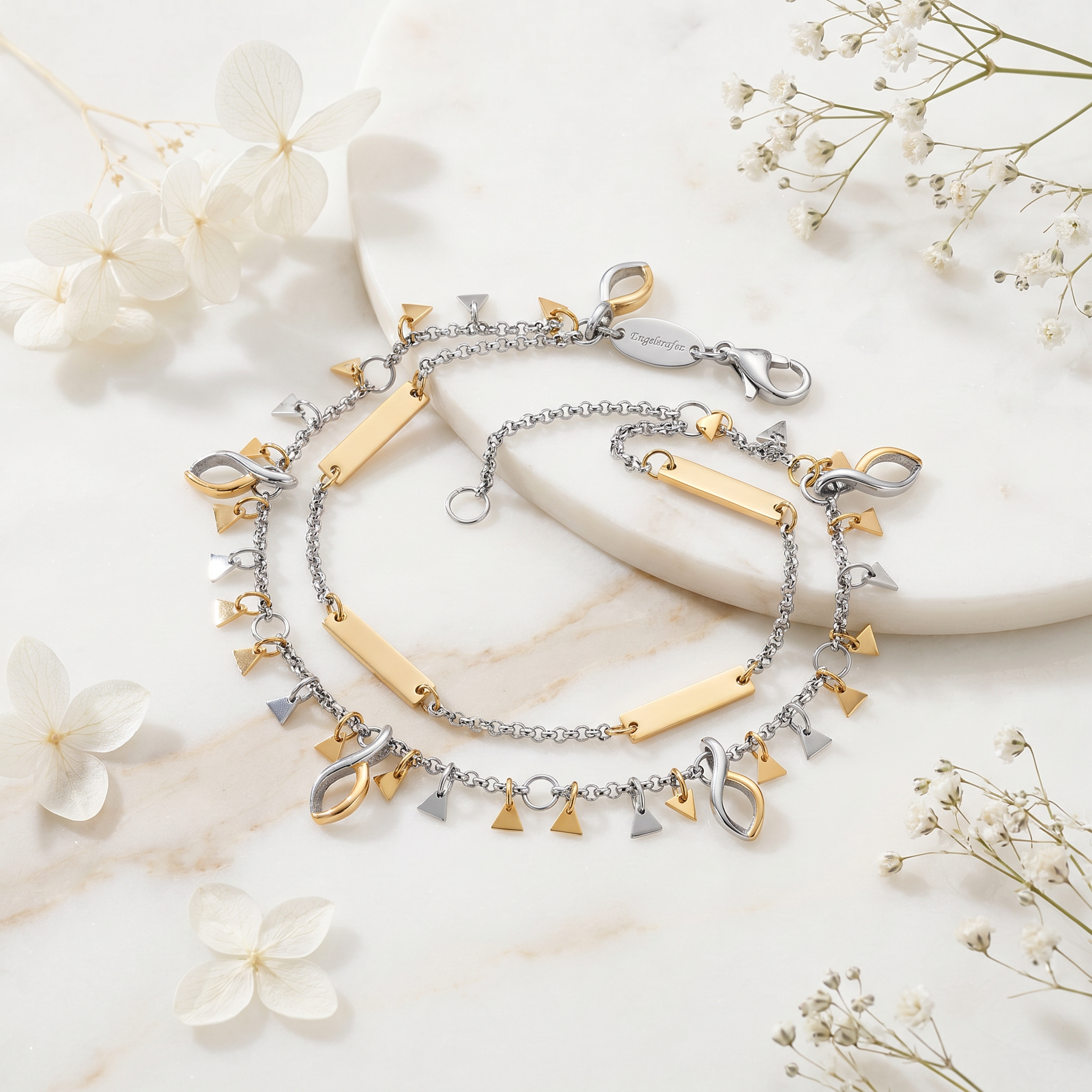 Bratara Engelsrufer Boho Triangle duo bicolor otel