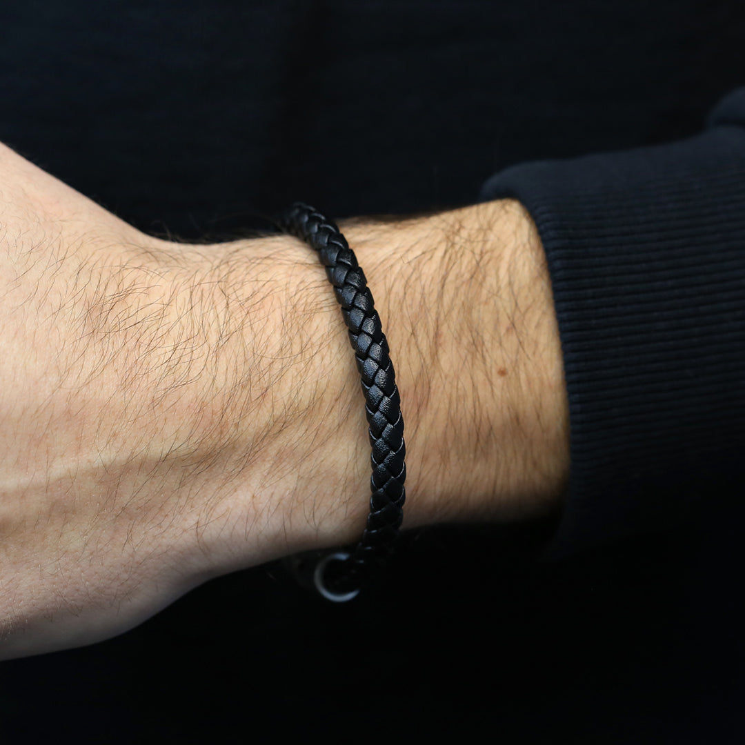 Frank 1967 Tough brățară piele 20 cm negru-argintiu