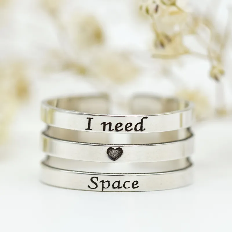 Mărgeluța I Need Space inel reglabil argint personalizat