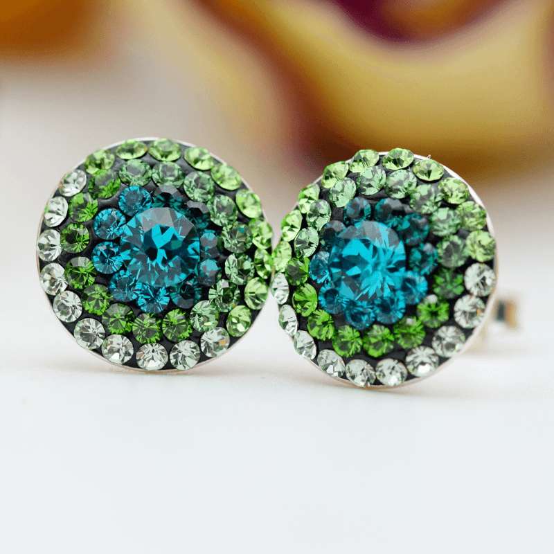 Margeluta.dincristal Big Chaton Ball Green cercei cu surub verzi