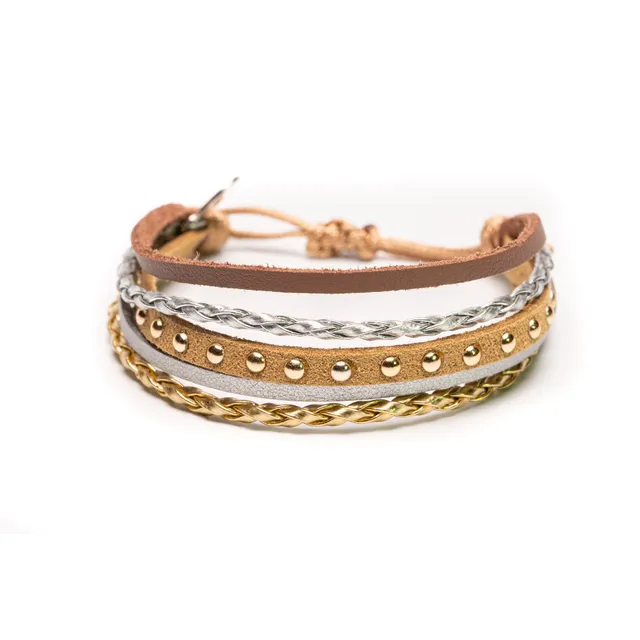 CrisFeather Nude Touch brățară piele nude-auriu