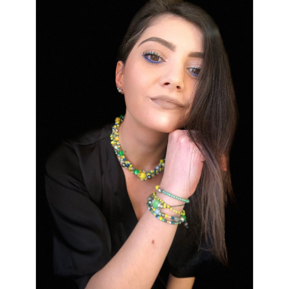 CrisFeather Nature Soul colier galben-verde mărgele